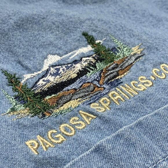 Sierra Pacific Denim Shirt VTG Blue Pagosa Springs CO Single Stitch Embroidered - Picture 5 of 15